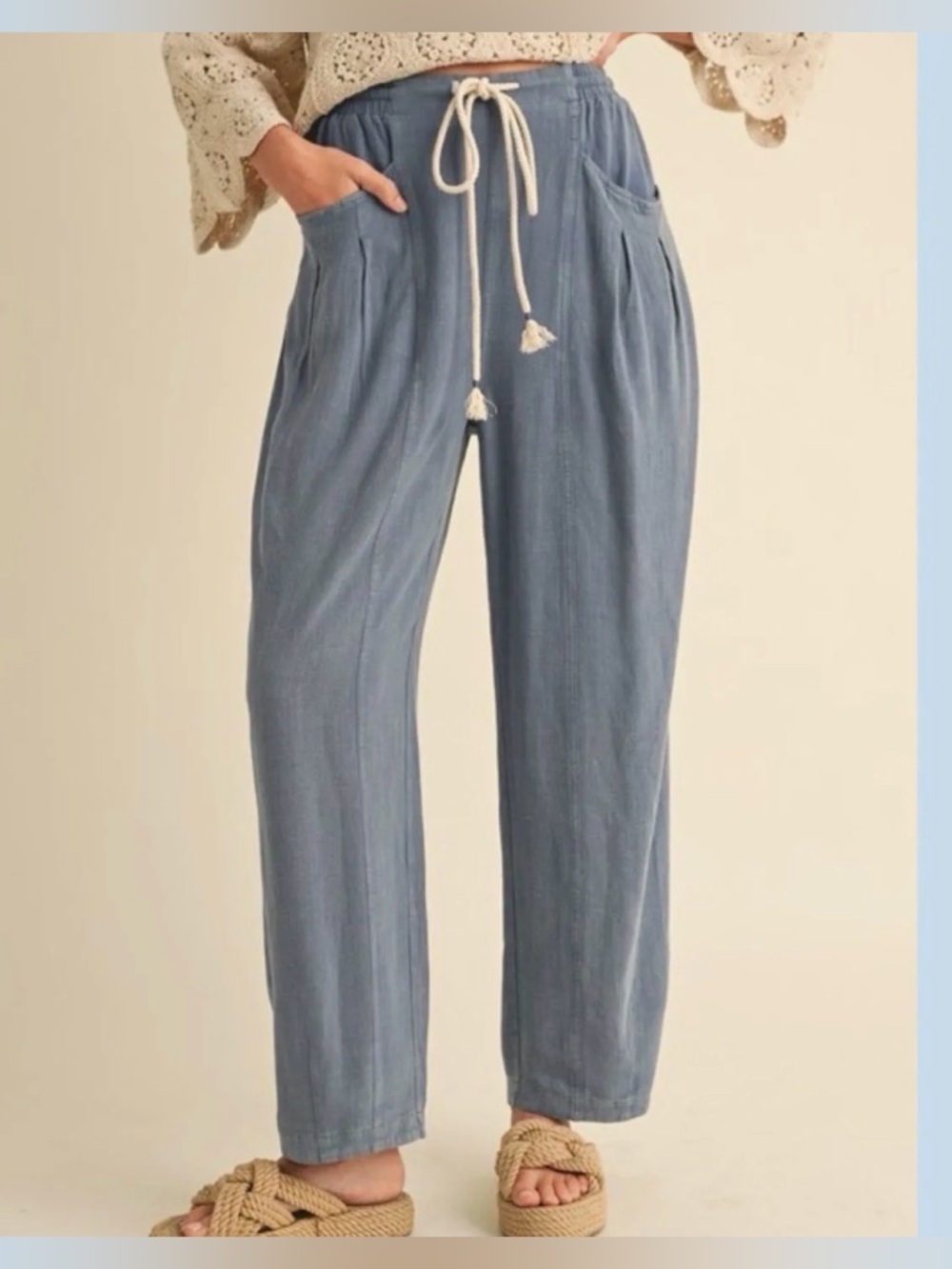 On Sale 8/16! Linen Blend Barrel Pants